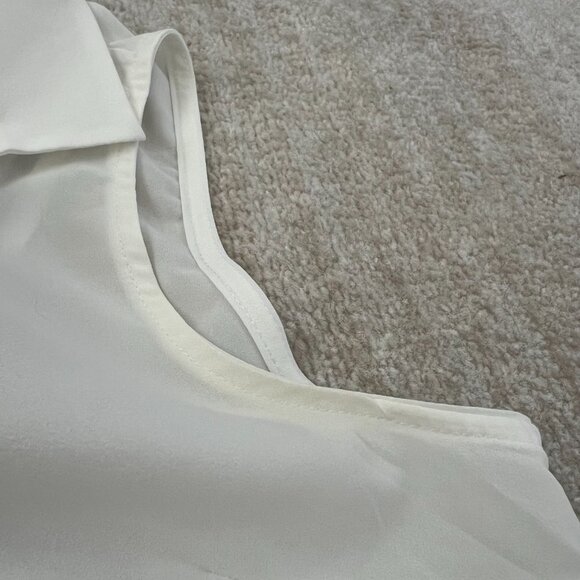 3 for $6 White Sheer Open Back Sleeveless Button Up Blouse Top M - Picture 7 of 12
